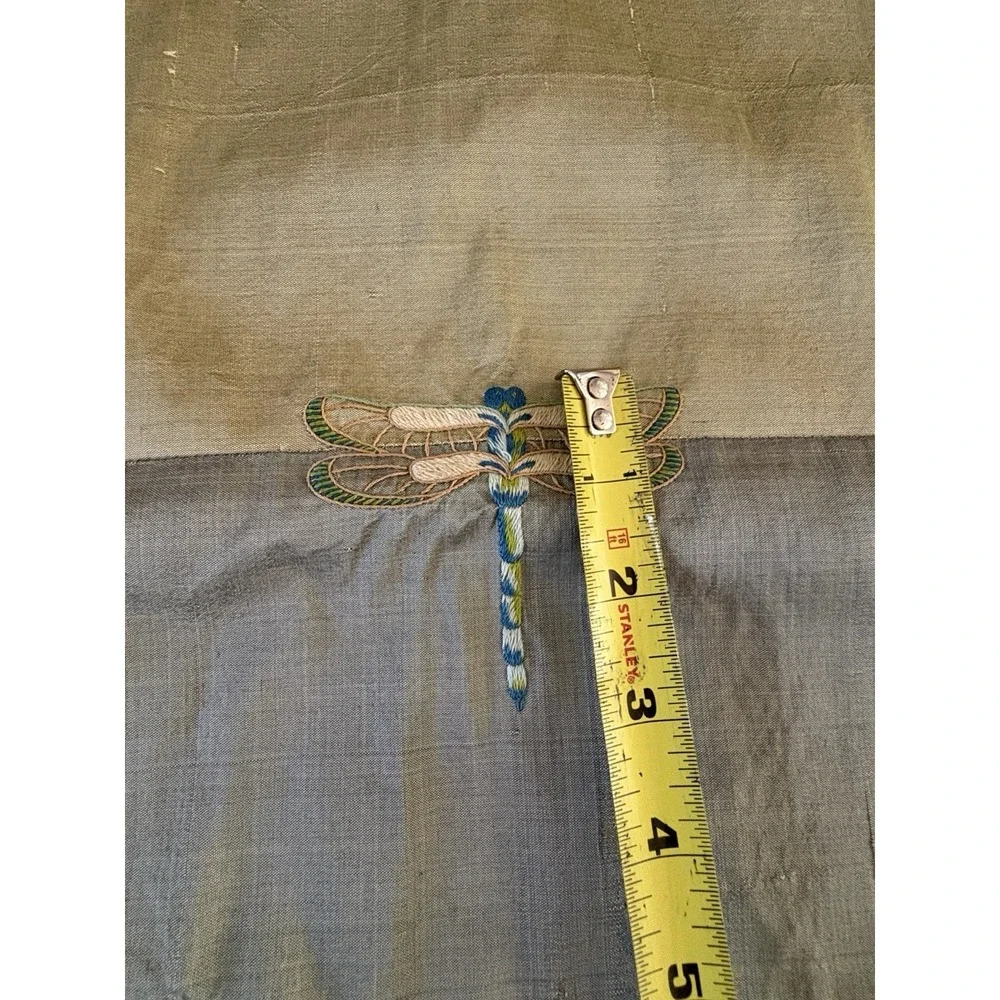2 Oly Studio Silk Euro Pillow Cover Blue and Green With Embroidered‎ DragonFly